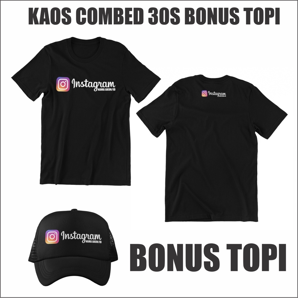 BA081 Kaos Gratis Topi Custom Nama Akun Instagram IG