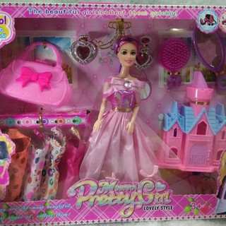  Boneka  Barbie  Set Istana Full Aksesoris Anting Besar  Tekuk 