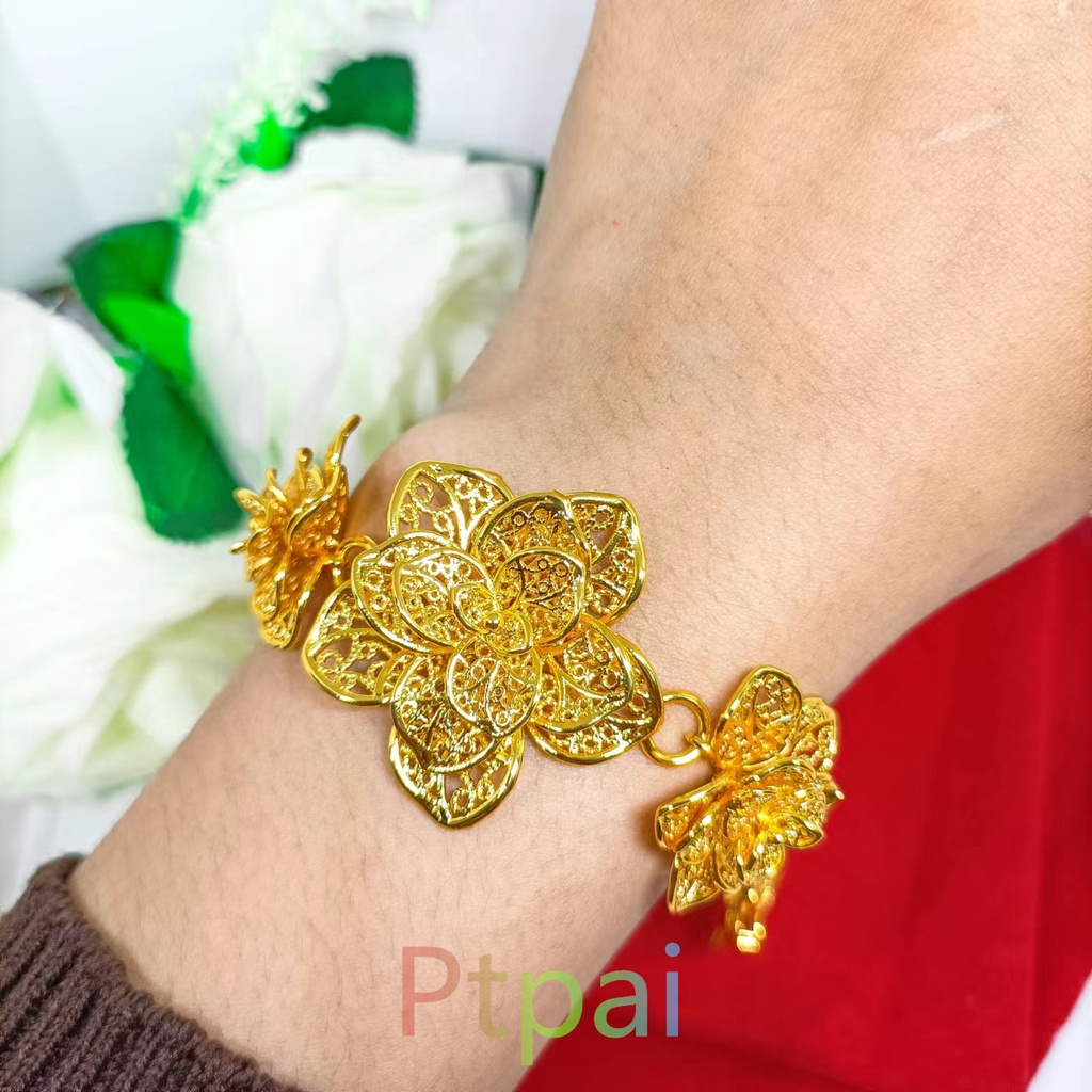 Gelang Rante bunga tiga gold perhiasan fashion xuping