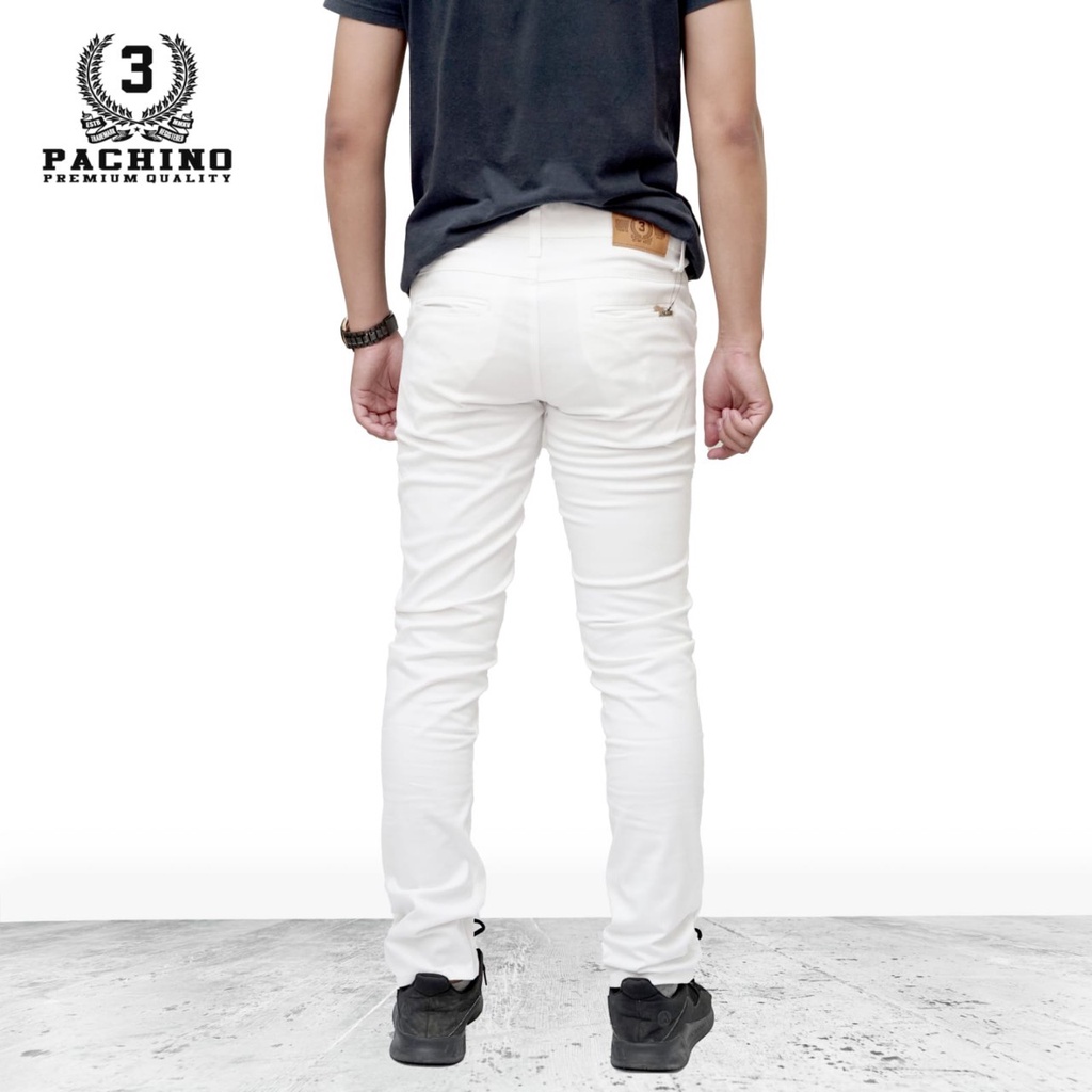 Celana Chino Panjang Putih dan Gold Celana Chinos Katun Twill Premium Melar/Ngaret