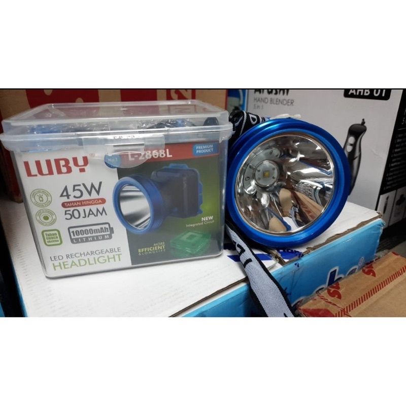 Senter Kepala Luby 2868L Original 45 Watt 10000mah Tahan Sampai 50 Jam Bisa Dicharge