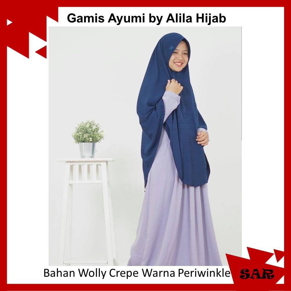 Gamis Ayumi Polos Syari Busuifriendly Wudhufriendly Bahan Wolly Crepe by Alila Hijab