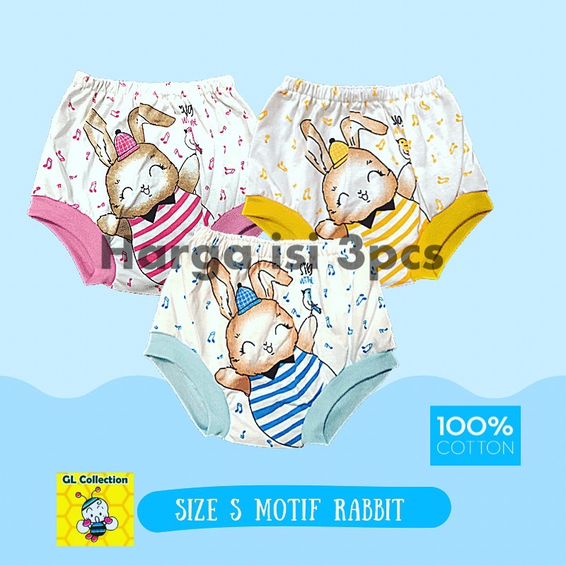 OBRAL! ISI 3PCS! CD CELANA DALAM 100%KATUN SIZE S BAYI 0-6 BULAN