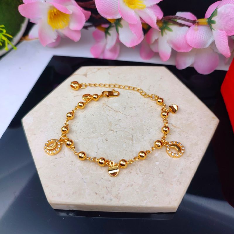 Gelang gold xuping model bulat matahari emas