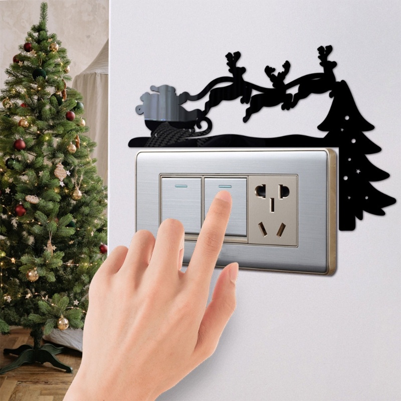Zzz 4pcs / set Stiker Saklar Lampu Motif Santa Claus 3D Untuk Dekorasi Natal