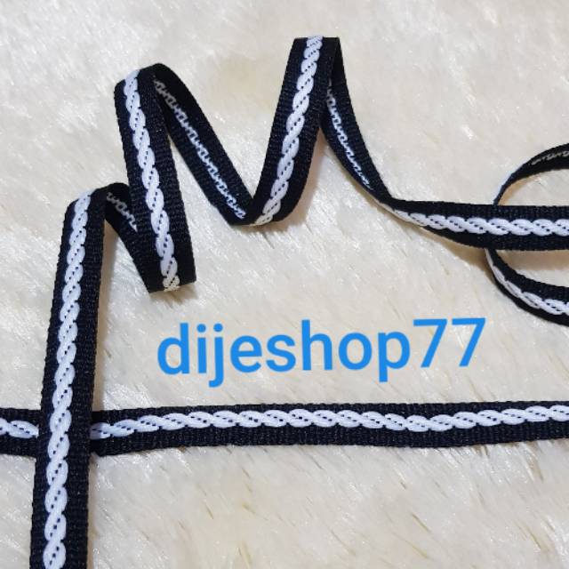 Pita list 1 cm - ROLL / pita box lebar 1cm / pita spiral tebal / pita salur hitam putih packaging