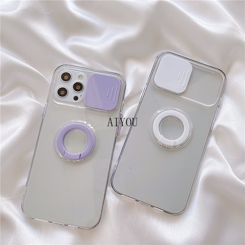 Case Iphone 14 11 PRO MAX IPHONE 12 MINI IPHONE 12 PRO MAX Camera Slide Clear With Ring Iring Stand