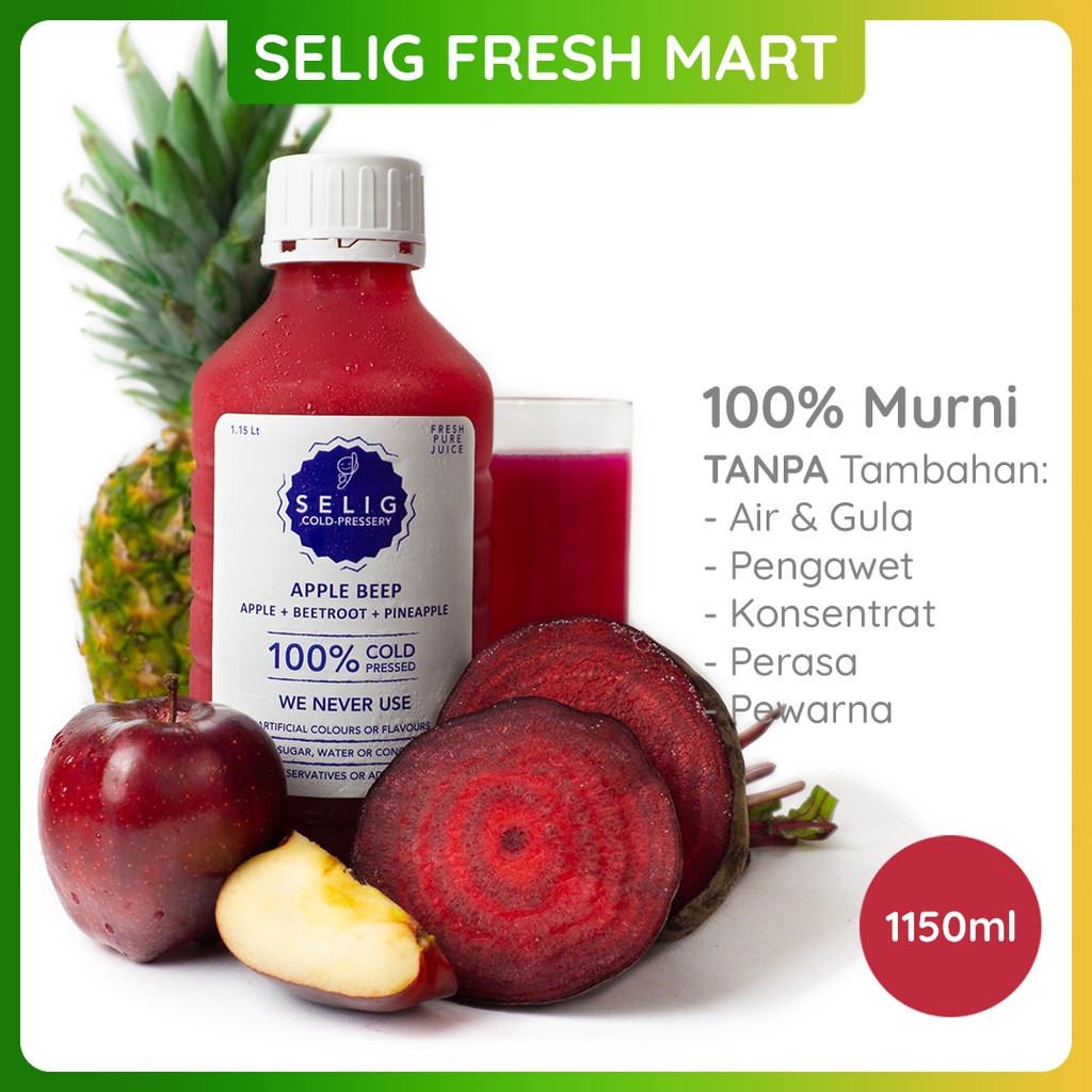 

Cold Pressed Juice 100% Apel, Bit, & Nanas 1150ml Jus Buah Apple Beep - Selig Fresh Mart