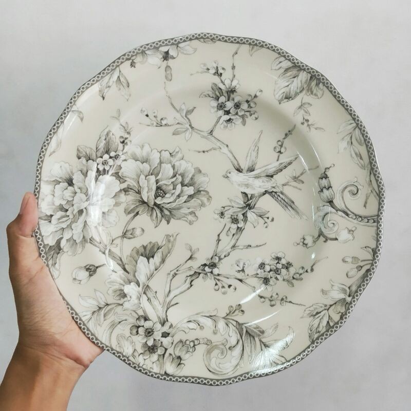 CREME ADELAIDE DINNER PLATE PIRING KERAMIK HIAS VINTAGE SHABBY SANGO TABLEWARE WALL DECOR
