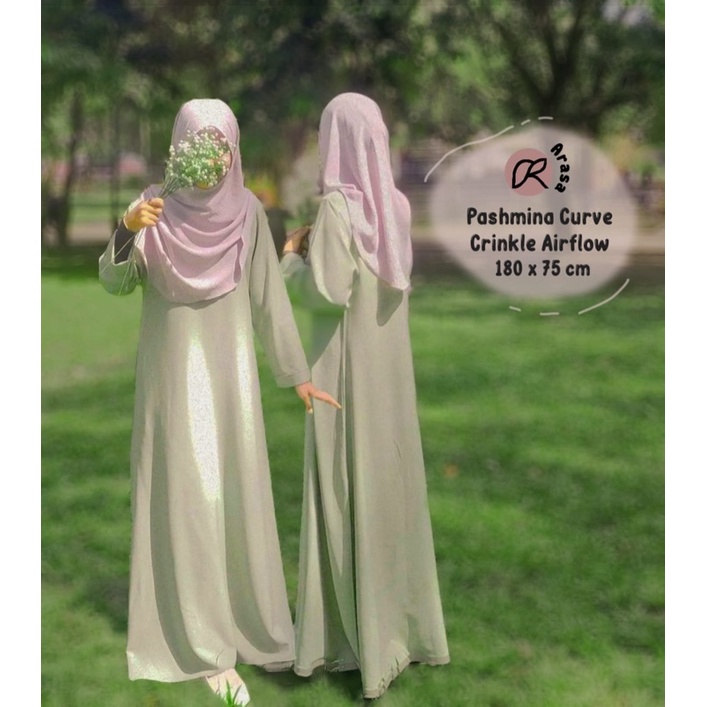 Pashmina Curve Crinkle Airflow by Arasa Hijab • Pashmina oval • Happy Shawl • Pashmina Malaysia