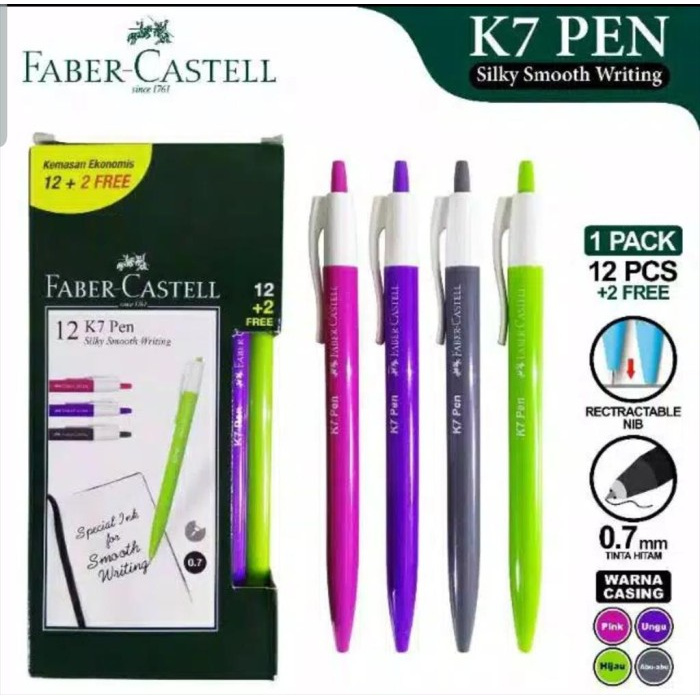 

MURAH Pulpen Faber Castell K7 Cetek (BELI 1 LSN FREE 2PCS) Pen Pena (12pcs)