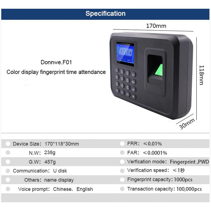 ALAT Mesin Absensi Fingerprint Attendance - F01