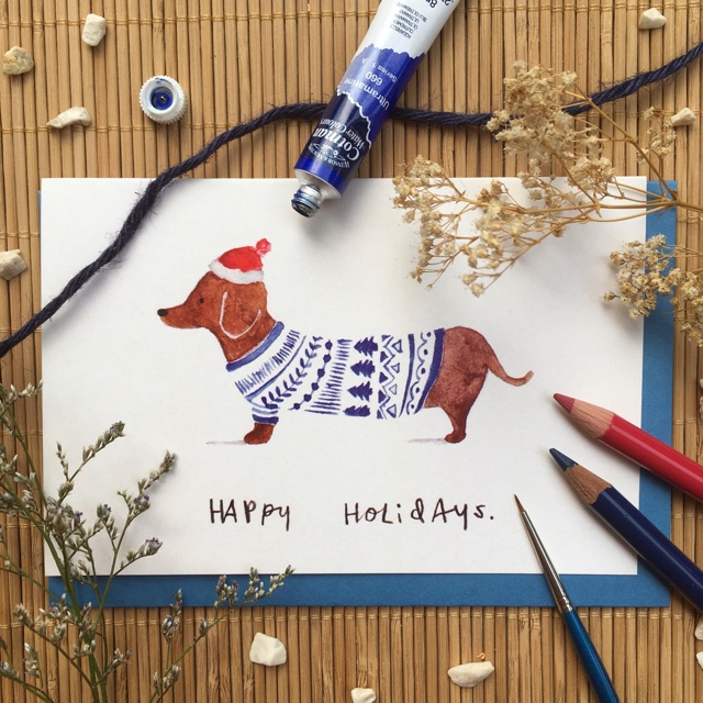 

Kartu ucapan watercolor lucu - happy holiday by Mentol Art