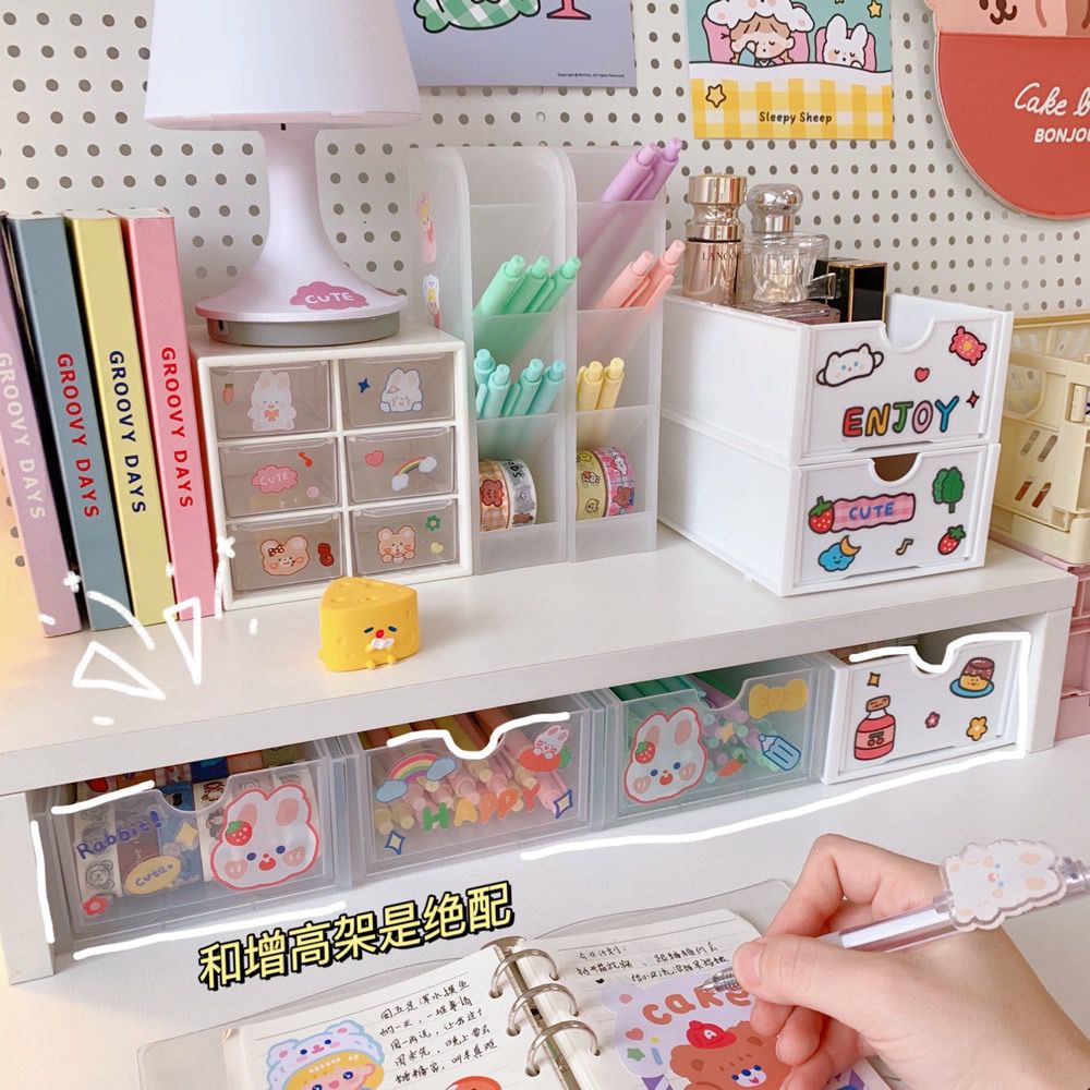 [littlecrab] Rak Kecil Penyimpanan Barang Kecil Pena Pita Brush Aesthetic Stackable Mini Drawer Box Room Decoration Storage Box Stationary Kit Korean Style Organizer