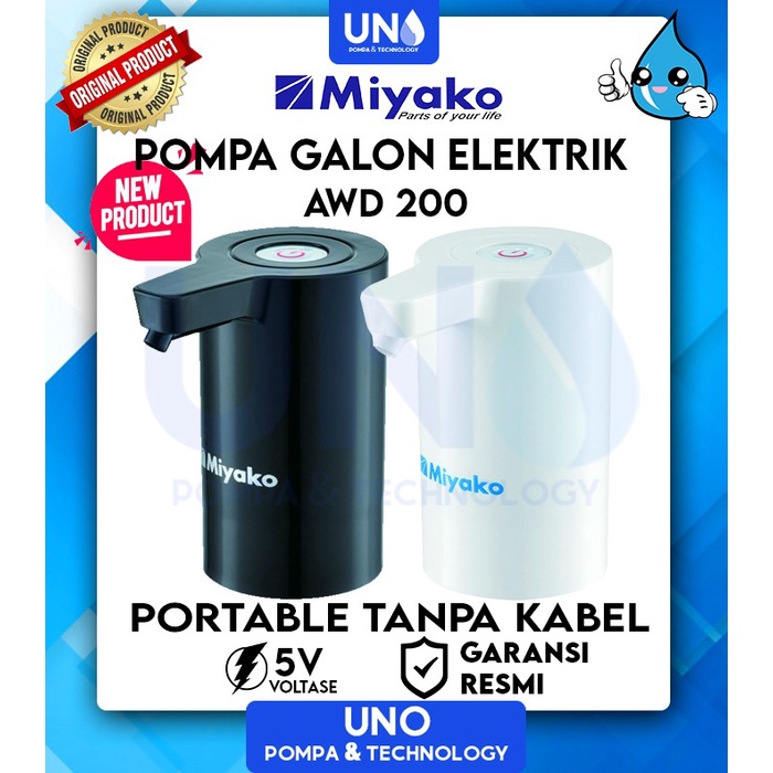 MIYAKO Pompa Galon Air Elektrik Rechargeable AWD 200 BK / WH