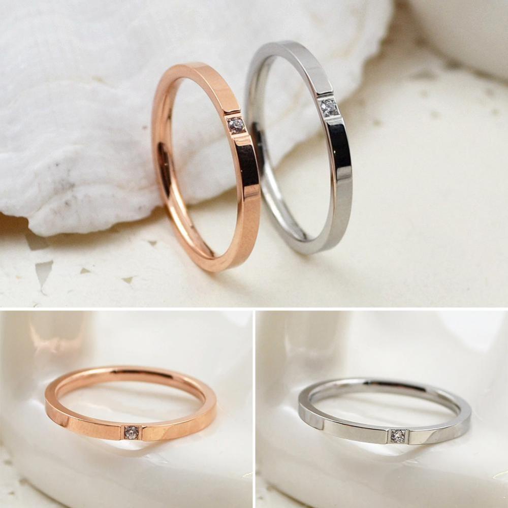 Timekey Cincin Titanium Steel Hias Kristal Berlian Imitasi Untuk Priawanita A3K9