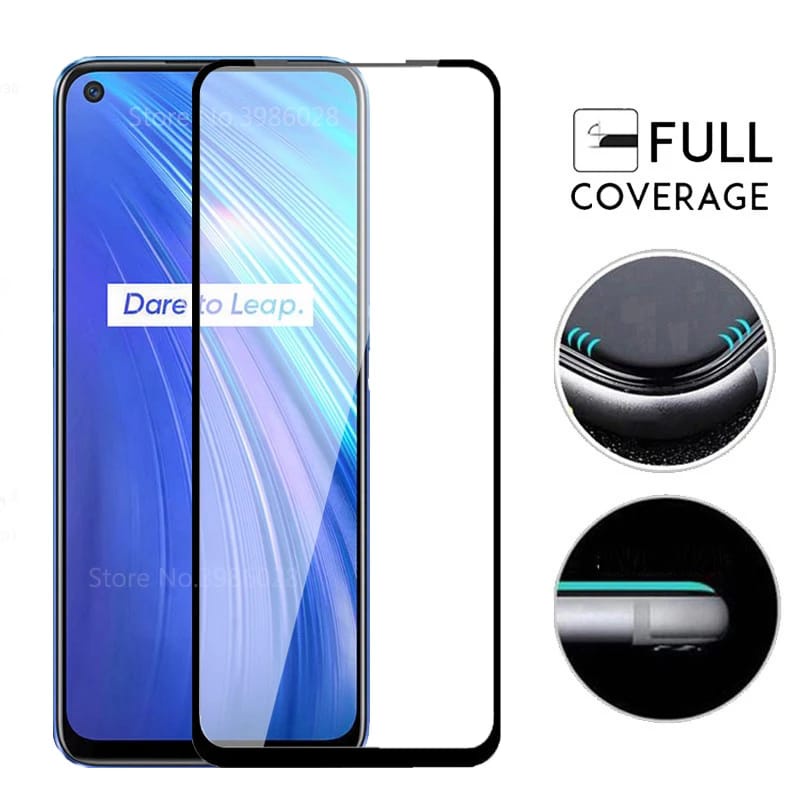 PROMO Tempered Glass RAELME 6 TG Layar FULL COVER Black Premium / Anti Gores Kaca / Screen Protector FULL Screen Realme Series