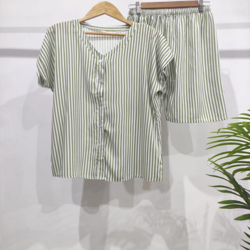 PIYAMA KANCING PENDEK HITS PIYAMA KANCING BUSUI | PIYAMA RAYON | HOMEWEAR-PD NK24