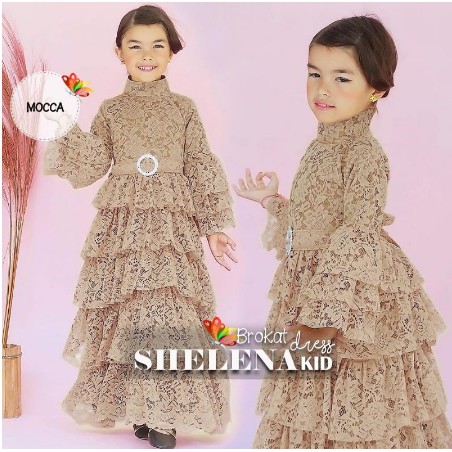 eLBi baju dress anak brokat -baju anak perempuan-Little Bee Boutique I Elisa UMUR USIA 7 8 9 TAHUN