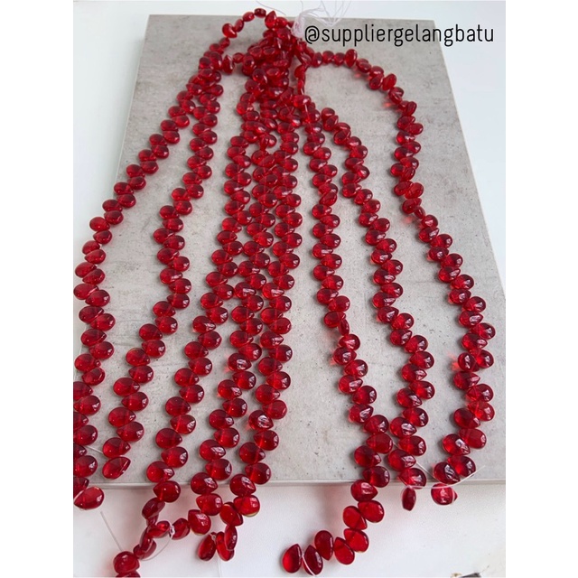 batu tetes air mata 10mm RED QUARTZ kuarsa merah bahan LUBANG SAMPING