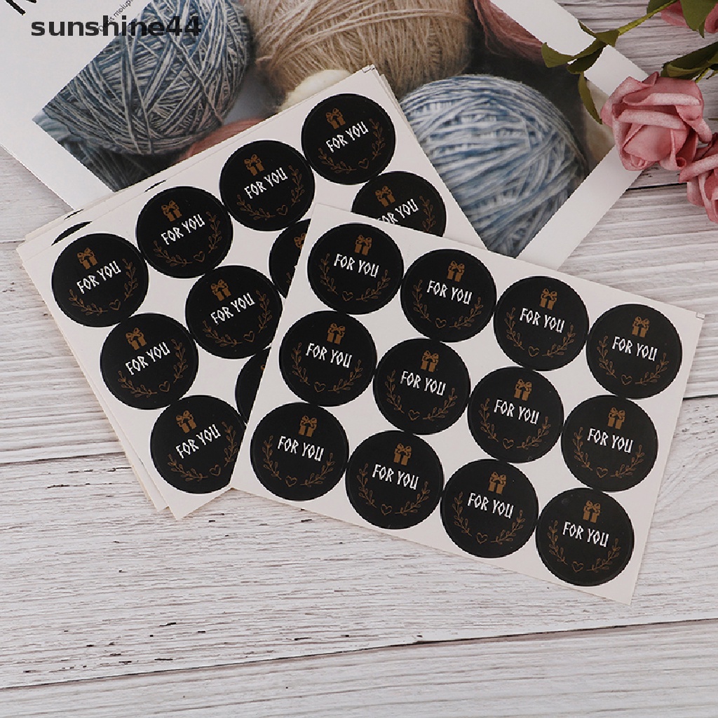 Sunshine 120pcs Stiker Seal Bulat Tulisan For you Warna Hitam Untuk Kemasan Hadiah DIY