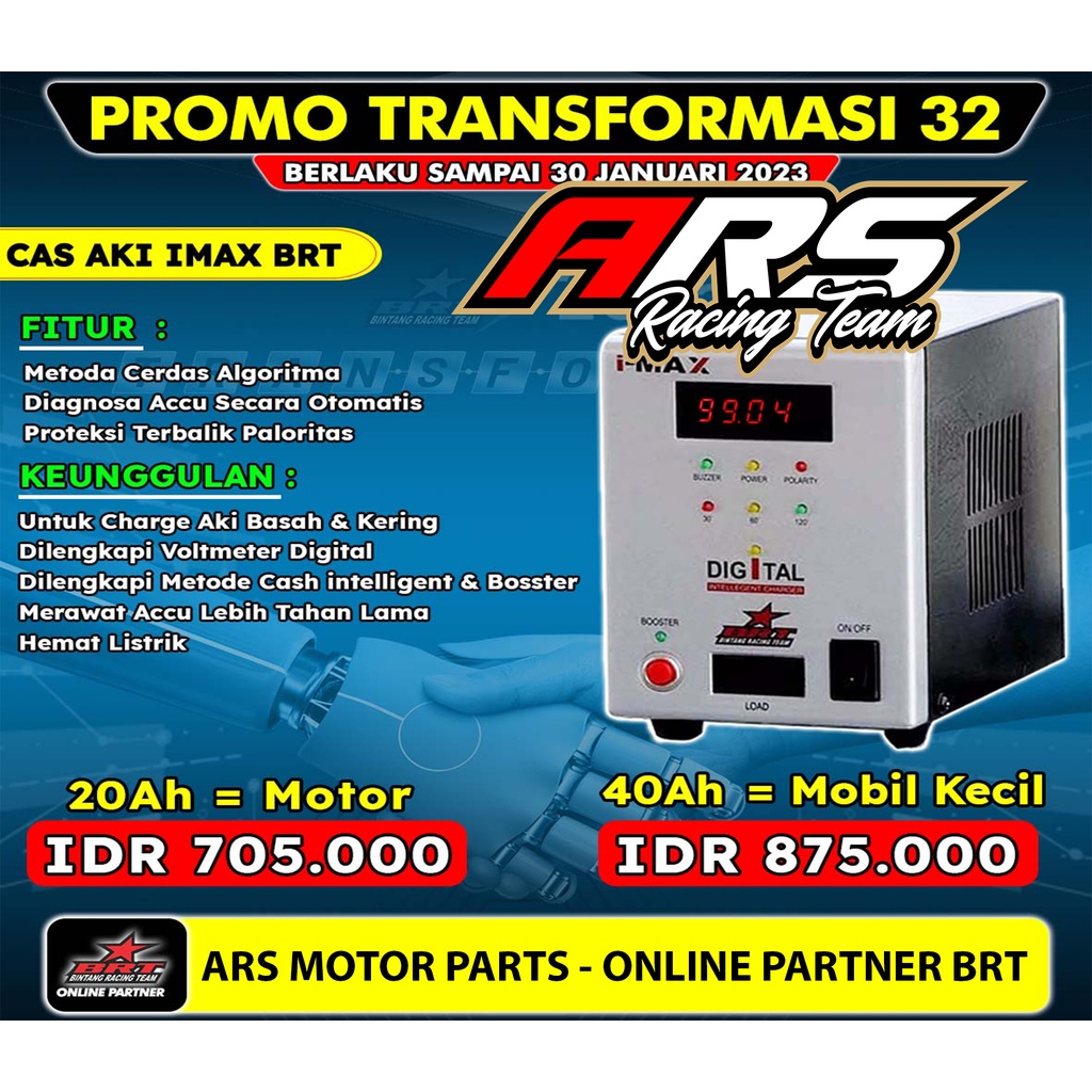 CHARGER CAS AKI BRT 20AH MOTOR 40AH MOBIL