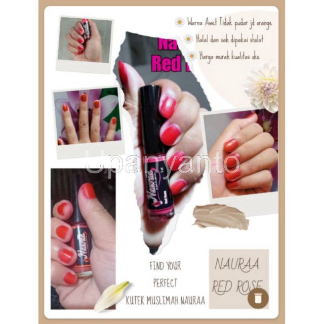 Naura Kutek Muslimah Kutek Halal Kutek Sah Solat Warna Red Rose ( Pink )