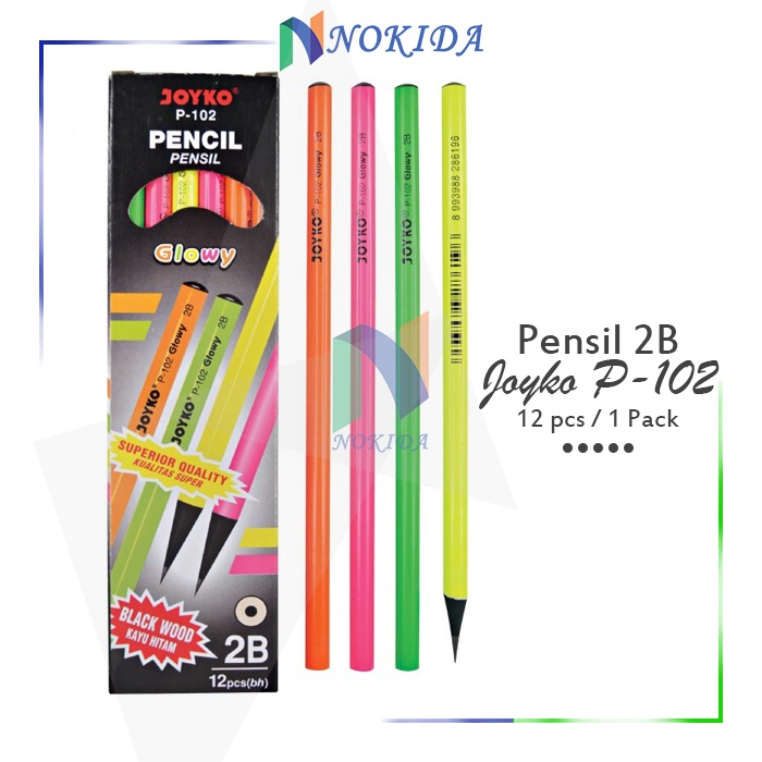 

Nokida Pensil Glowy 2B Joyko P-102/12 pcs / Alat Tulis Ujian Komputer / Pencil Gambar Menulis 1 Pack