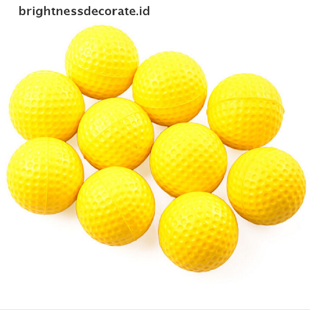 10pcs Bola Golf Bahan Plastik Pp Elastis Warna Kuning Untuk Latihan