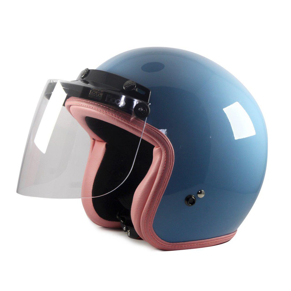 Helm retro wanita half face SNI sada rosa pastel blue