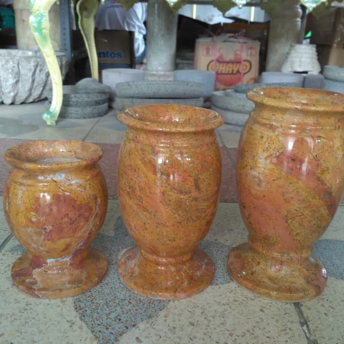3Biji Vas Air Marmer Merah Kekuningan + ongkir ( jombang )