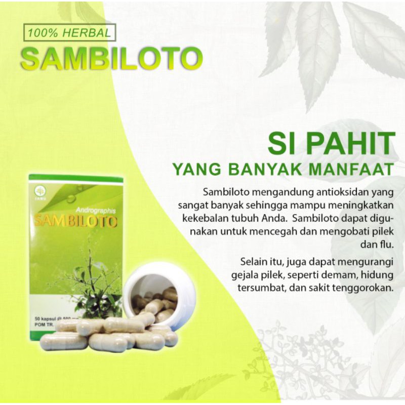 

Sambiloto Andrographis Paniculata - Kapsul Sambiloto antivirus flu demam isi 50 kapsul