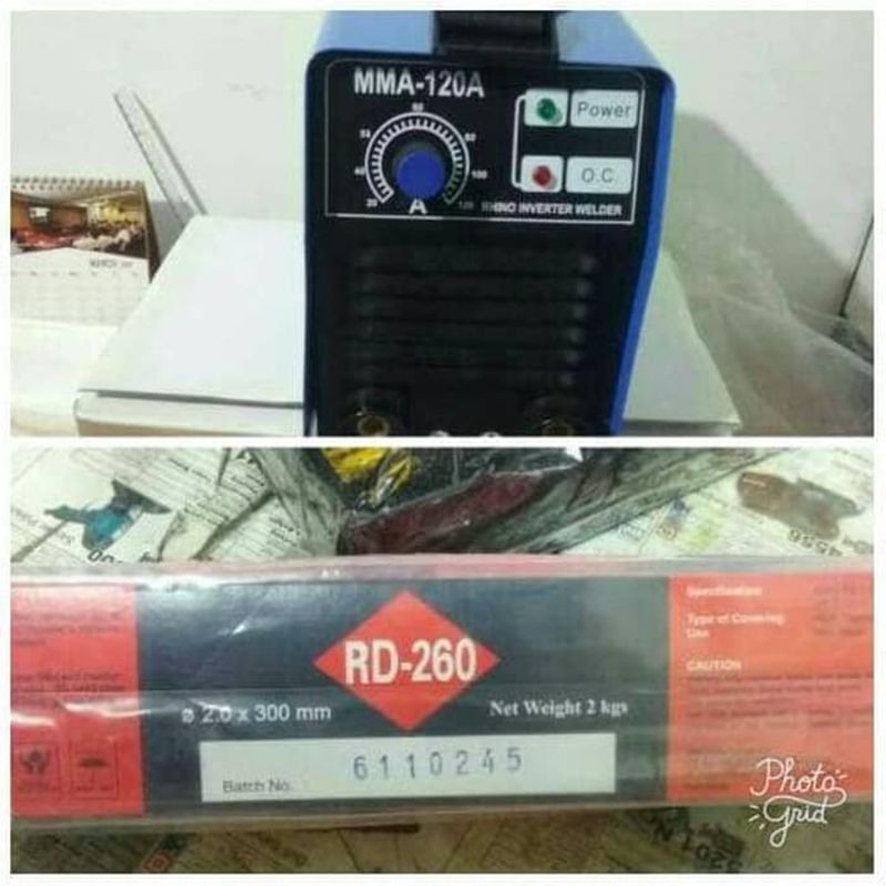 PAKET MESIN LAS LISTRIK RHINO 120 DAN KAWAT LAS NIKKO 2 MM