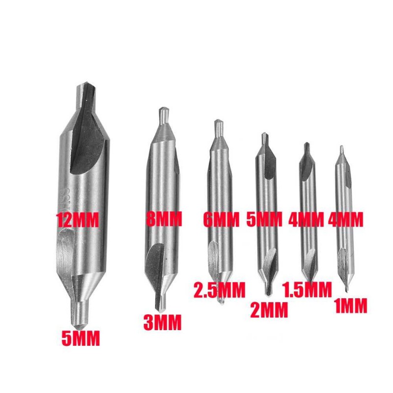 Mata Bor Pembuat Cekungan Center Drill Bits Set Precision Silver 6 Pcs