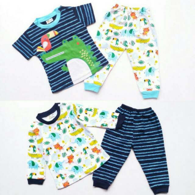 Piyama Baju Tidur Anak Bayi Laki Cowok Kaos Buaya Crocodile Animal