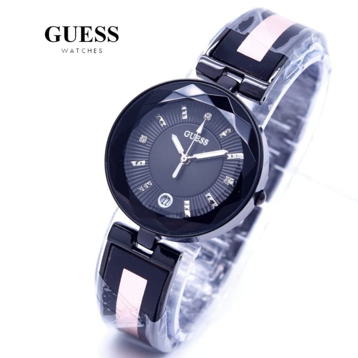 Promo Jam Tangan Wanita Cewek Guess SK3530 Rantai Mika Full Black Terlaris