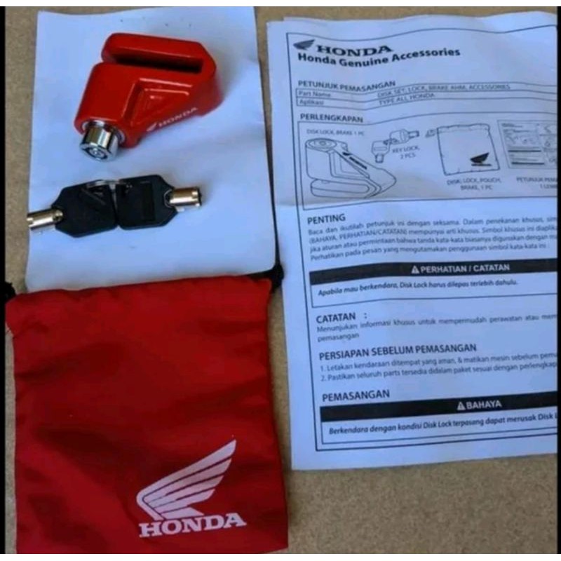 kunci gembok cakram motor anti maling original honda