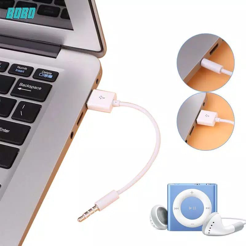 KABEL USB M TO JACK AUDIO 3.5mm garis lingkar 3 charger ipod shuffle