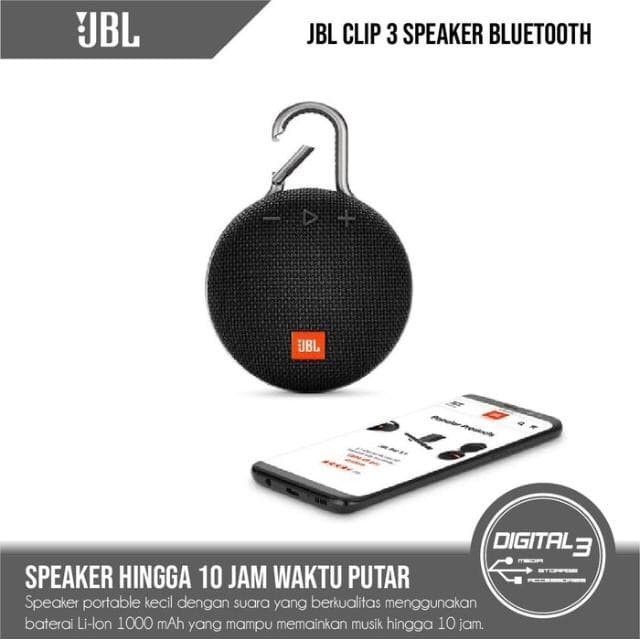 Speaker Jbl - Speaker Bluetooth Jbl Clip 3 Original Wireless Clip3 (Jbl Resmi)