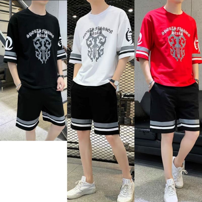 TERBARU SATU 1 SET PAKAIAN PRIA BAJU KAOS T-SHIRT  DAN CELANA PENDEK PRIA- STELAN PRIA - BAJU FASHION PRIA SET- SETELAN COWOK - STELAN PRIA KAOS DISTRO DAN CELANA