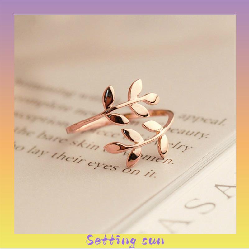 Cincin Charms Olive Tree Branch Leaves Open Ring Wedding Rings Adjustable Jewelry TN