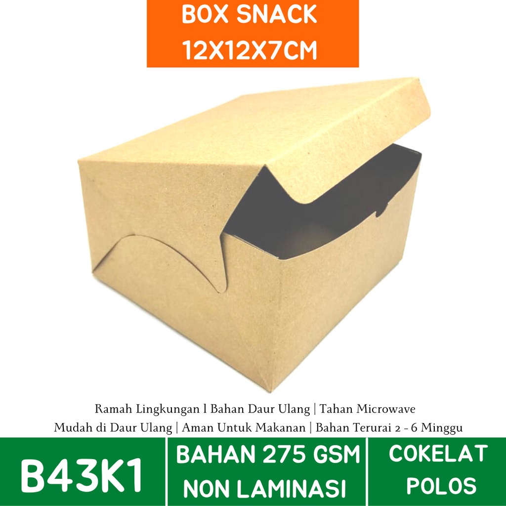 Box Snack Snack Box Dus 12X12X7 (B43K1-Non Laminasi)