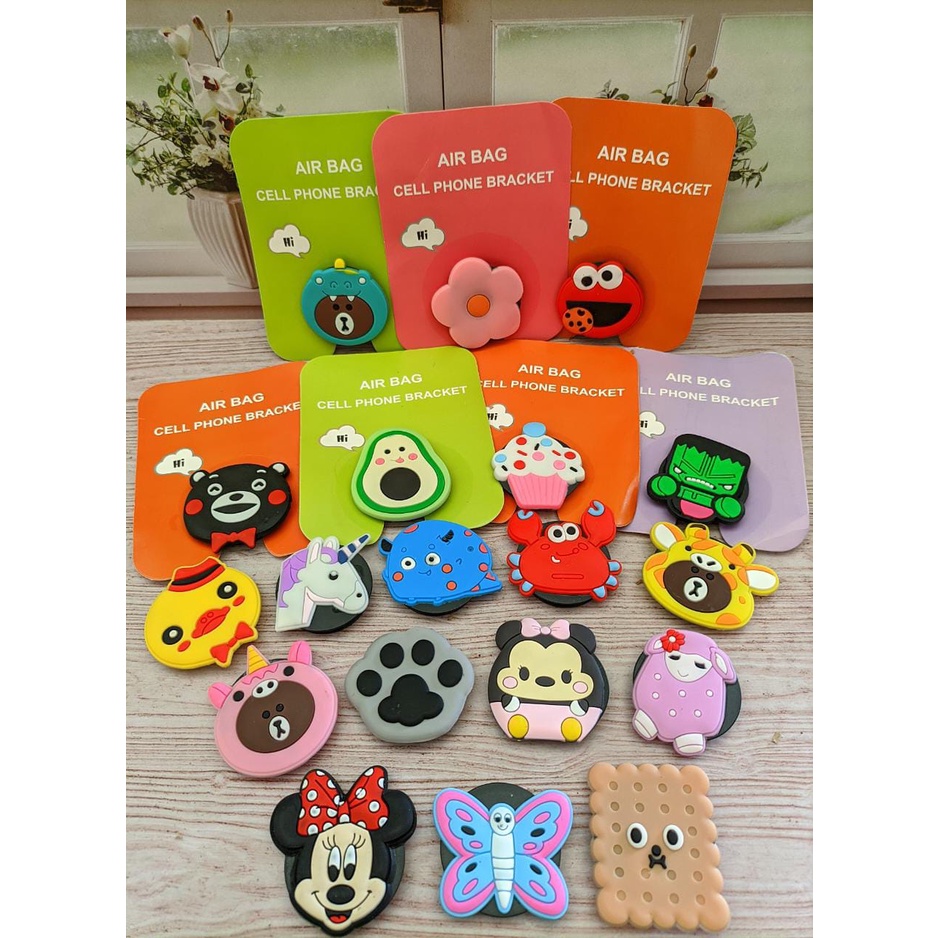 Popsocket Handphone 3D Karakter Cartoon Popsockets HP Pvc  Motif Kartun Lucu