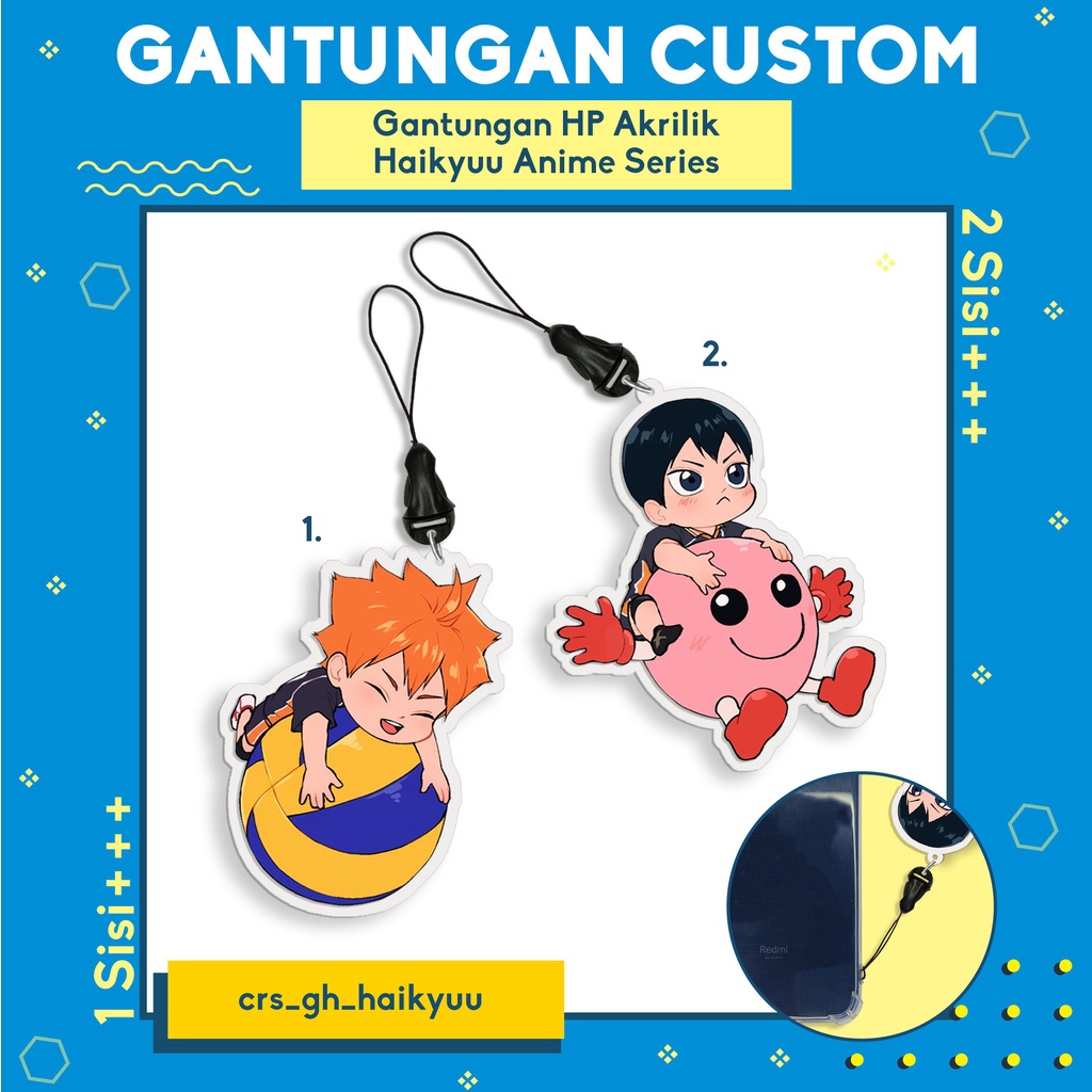 Jual Gantungan HP Custom / Strap Hp Bahan Akrilik Desain Anime Haikyuu