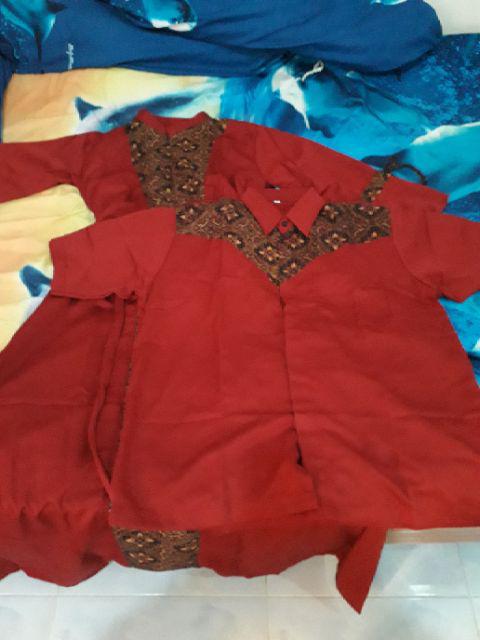 Best Seller!!! Baju Batik Sarimbit Set Gamis Kemeja Lengan Pendek Couple Morena By Titiek Batik