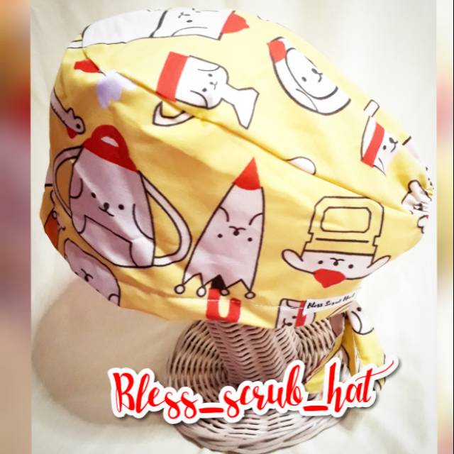 Topi bedah motif/ Scrub hat/ Topi katun/ Rillakumma