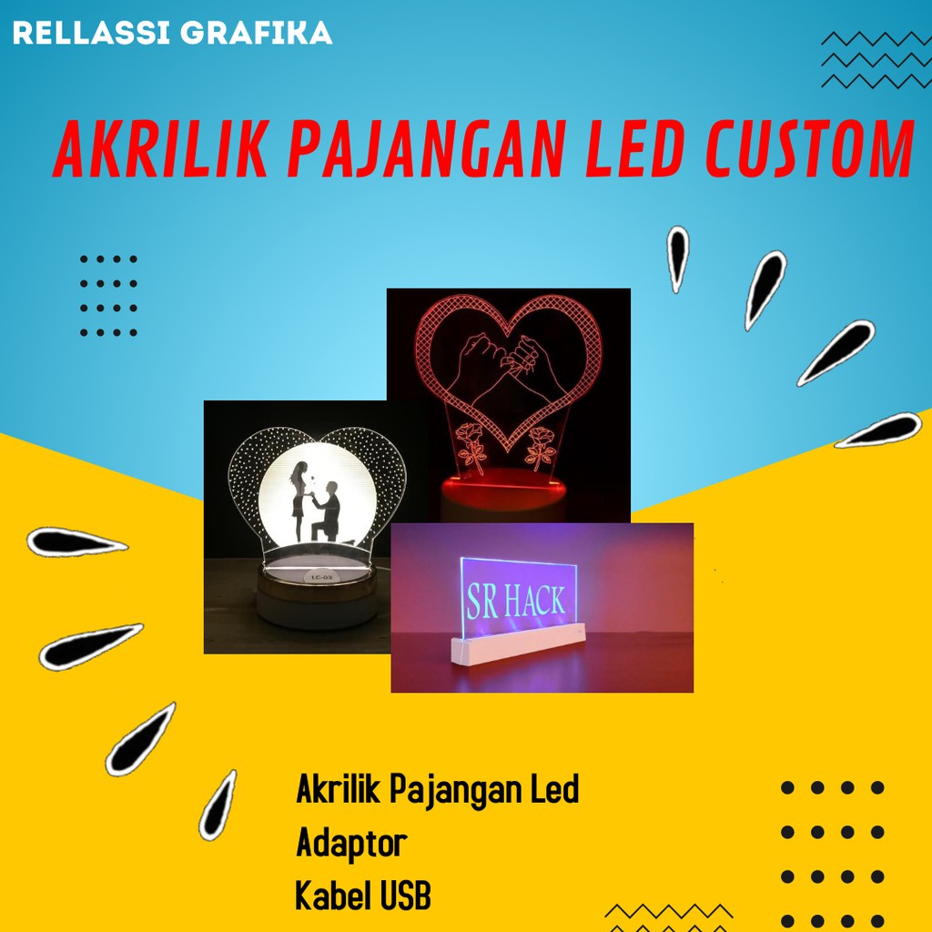 Akrilik Pajangan LED Custom Bisa Pakai Foto