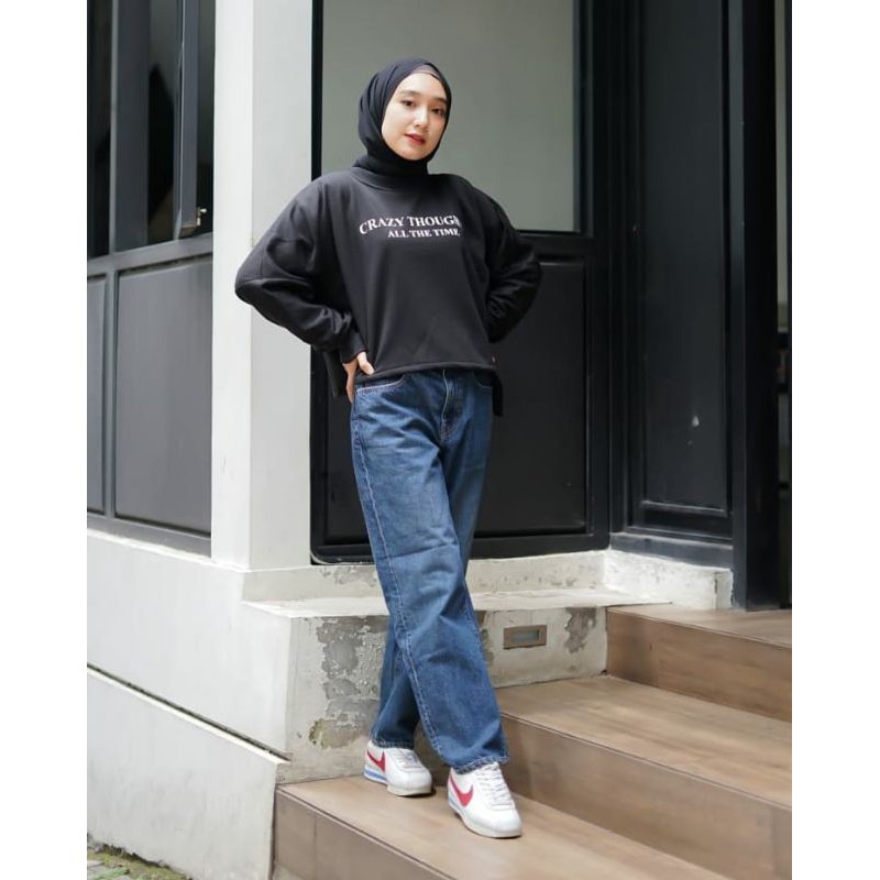 PAKAIAN WANITA - CRAZY TOUGHTS - SWEATER WANITA - SWEATER FLEECE - PAKAIAN TERLARIS-KASUAL STYLE