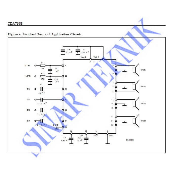 TDA 7388 ASLI ST 4 x 41 WATT RMS QUAD POWER AMPLIFIER 4 Channel TDA7388 ST Kualitas ASLI BAGUS DIJAMIN