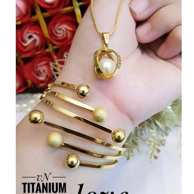 Titanium Set Perhiasan Wanita Gold 198221